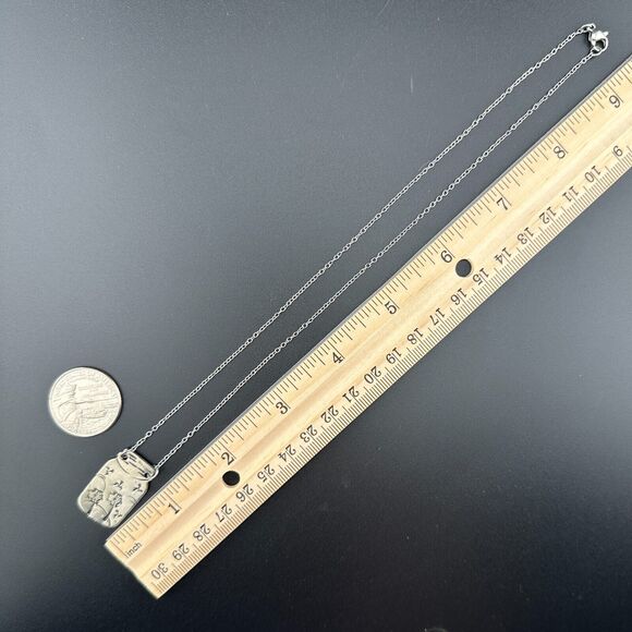 Stamped Silver-tone Metal Mason Jar with Dandelions Pendant Chain Necklace 9" - Picture 8 of 9